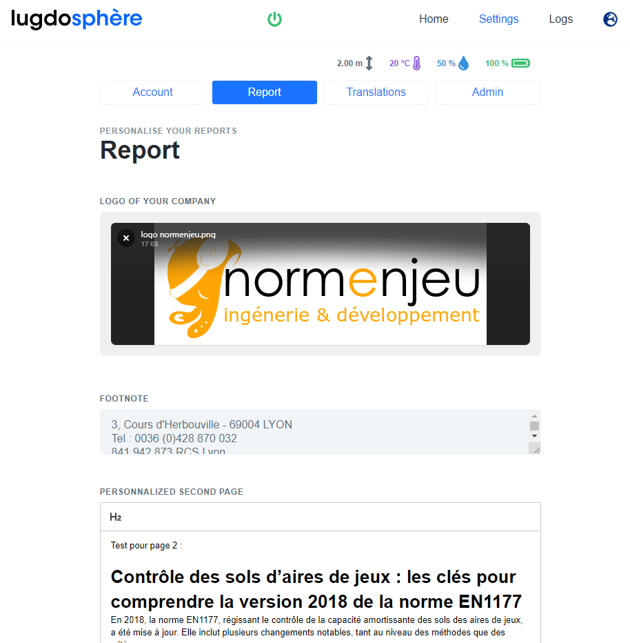 Personnalisation des rapports dans le logiciel Lugsoft